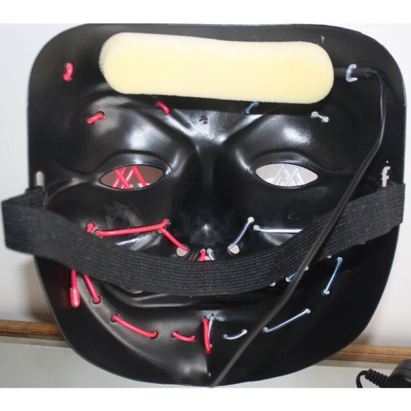 Costume Halloween Face Mask The Purge LED Light Up 3 Speed Clubbing Party Fun - Picture 4 of 4